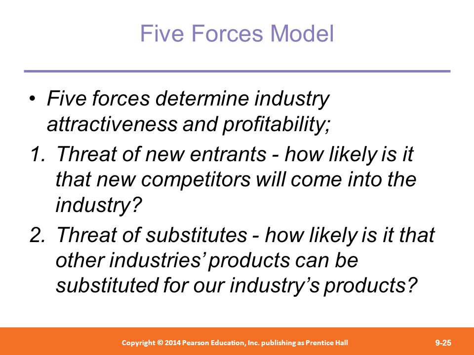 Five Forces Model Five forces determine industry attractiveness and profitability;