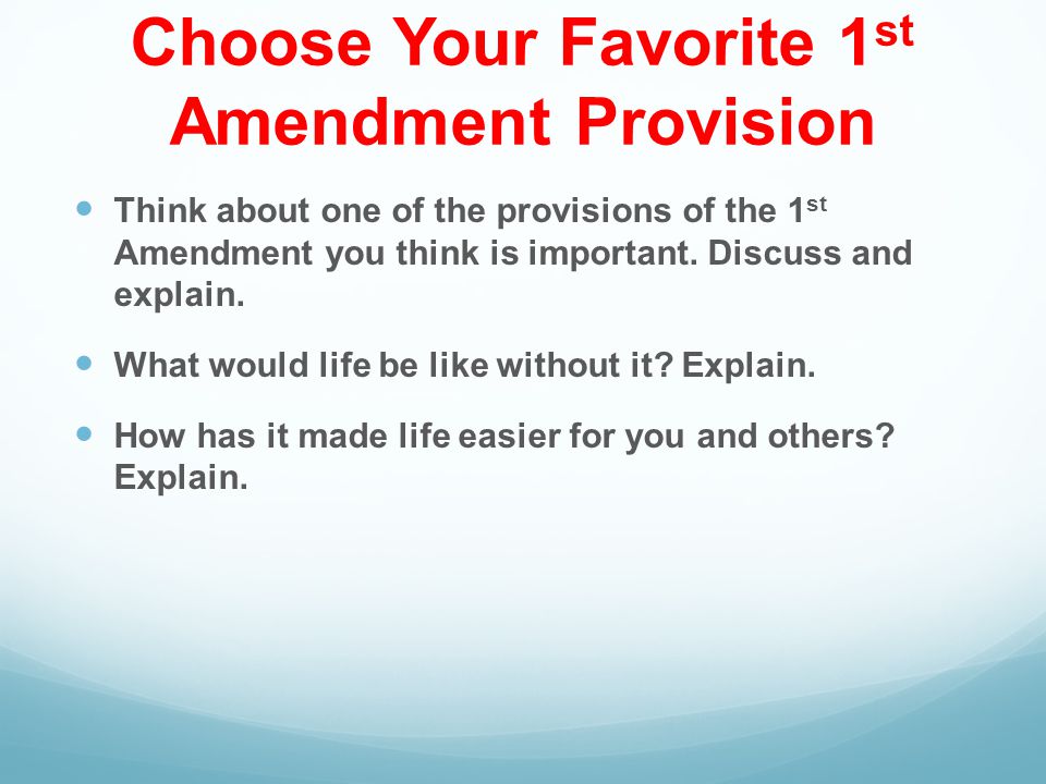Choose Your Favorite 1st Amendment Provision