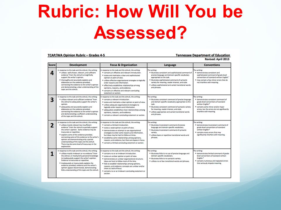Rubric: How Will You be Assessed
