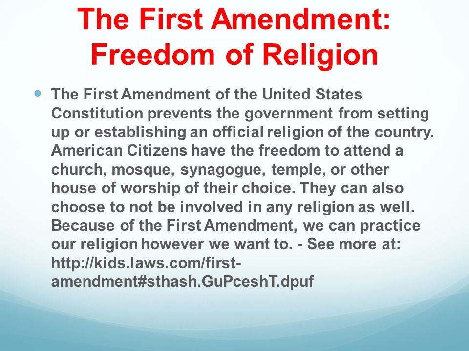 The First Amendment: Freedom of Religion