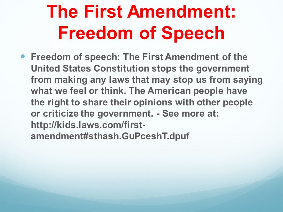 The First Amendment: Freedom of Speech