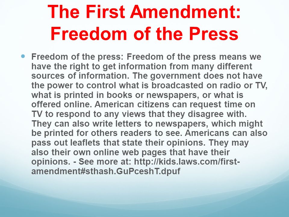 The First Amendment: Freedom of the Press