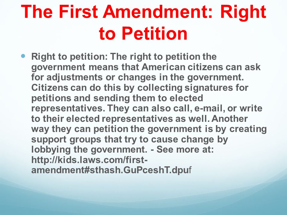 The First Amendment: Right to Petition