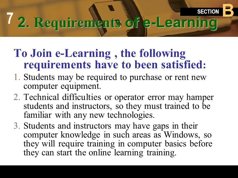 2. Requirements of e-Learning