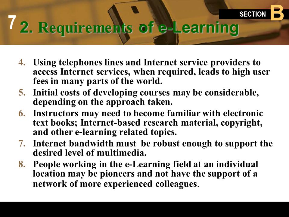 2. Requirements of e-Learning