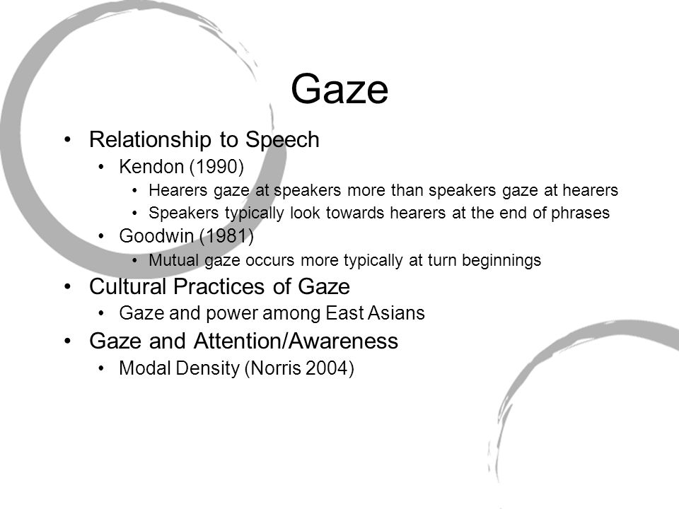 Gaze Relationship to Speech Cultural Practices of Gaze