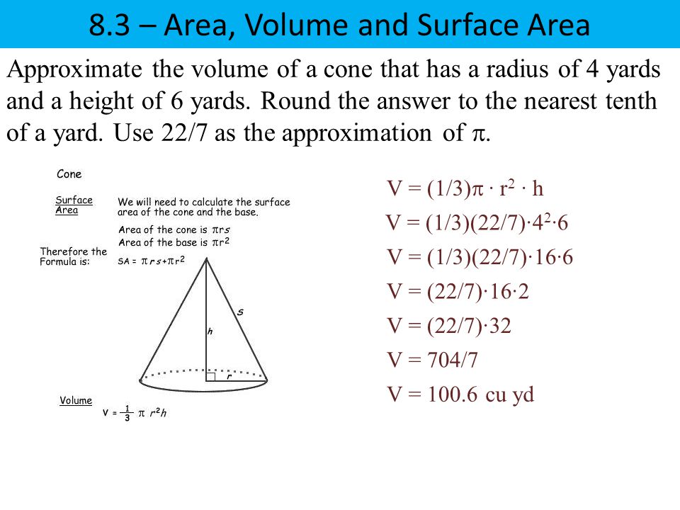 8.3 – Area, Volume and Surface Area