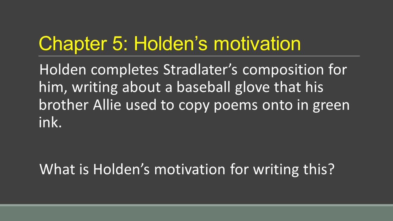 Chapter 5: Holden’s motivation