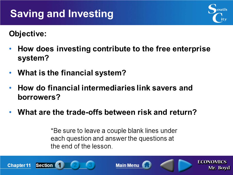 Saving and Investing Objective: