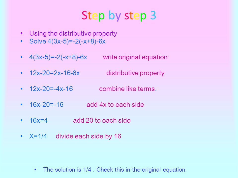 Step by step 3 Using the distributive property