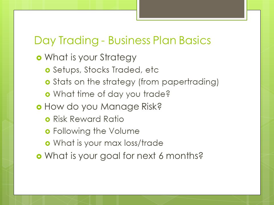 day trading business plan pdf