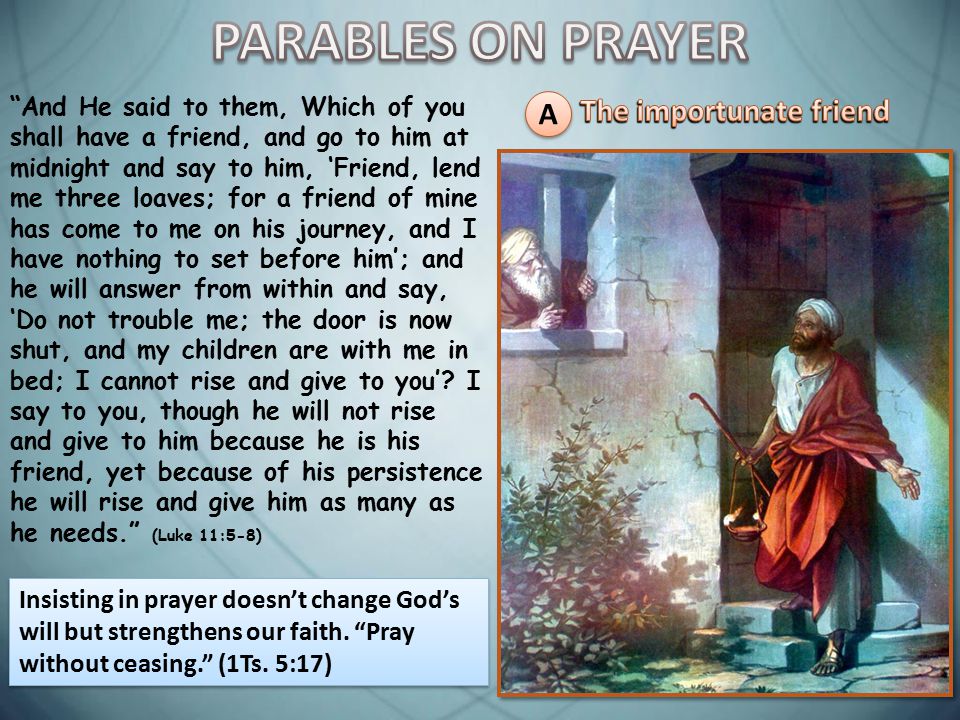 PARABLES ON PRAYER The importunate friend A