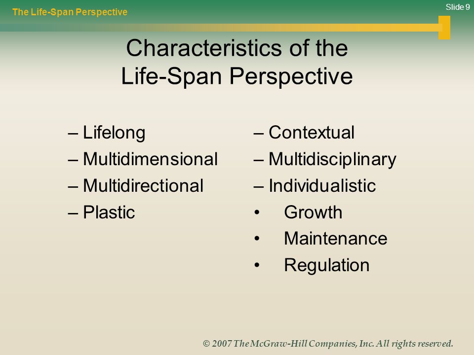 characteristics of lifespan perspective
