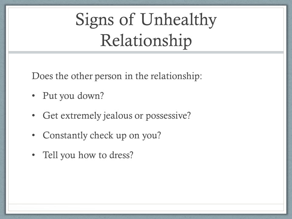 Signs of Unhealthy Relationship