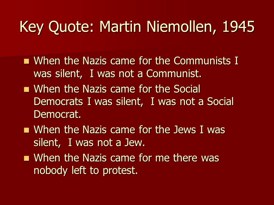 Key Quote: Martin Niemollen, 1945