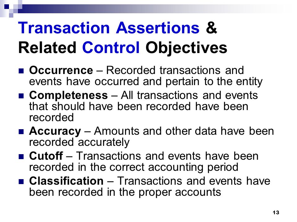 Transaction Assertions & Related Control Objectives