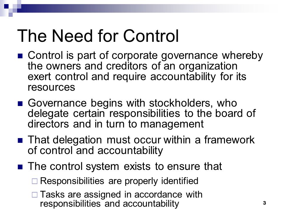 The Need for Control