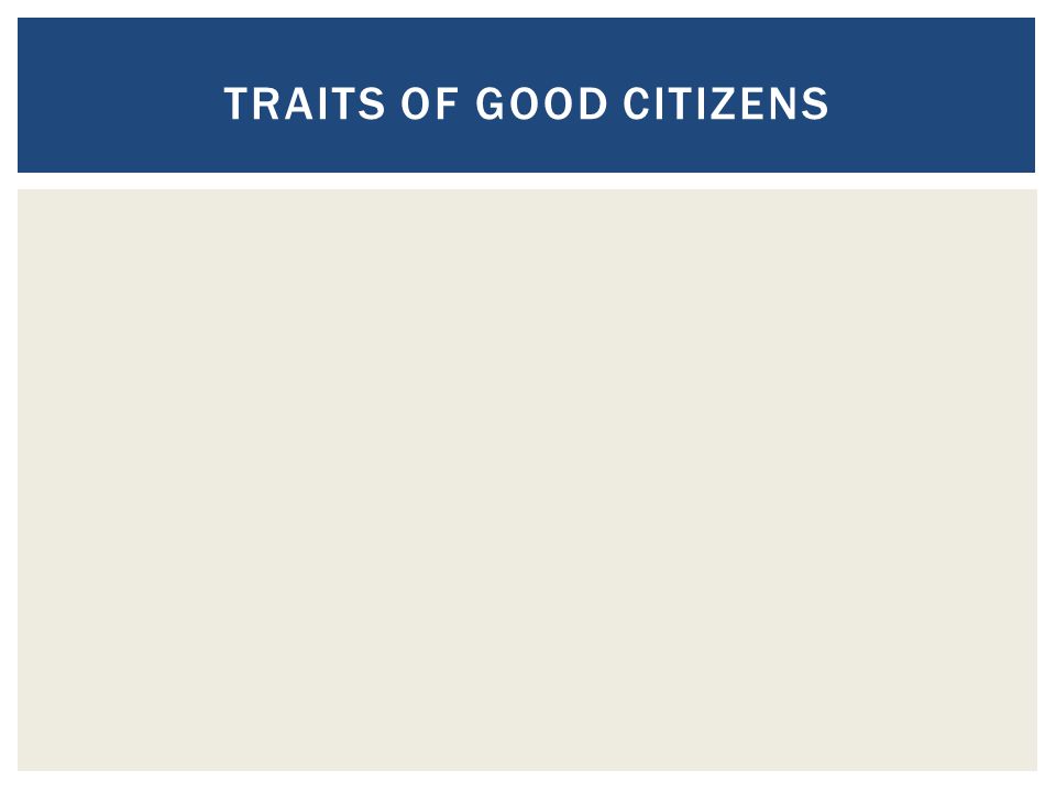 Traits of Good Citizens