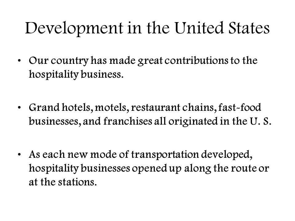 Development in the United States