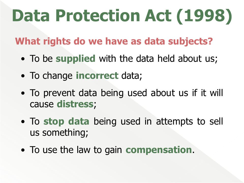 Data Protection Act. - ppt download