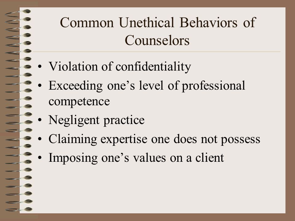 Ethics And Professional Conduct In Counseling.