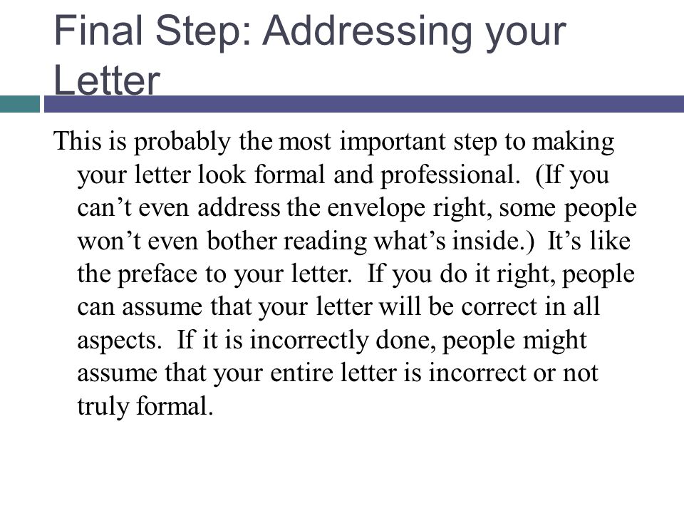 Writing The Formal Letter Ppt Download
