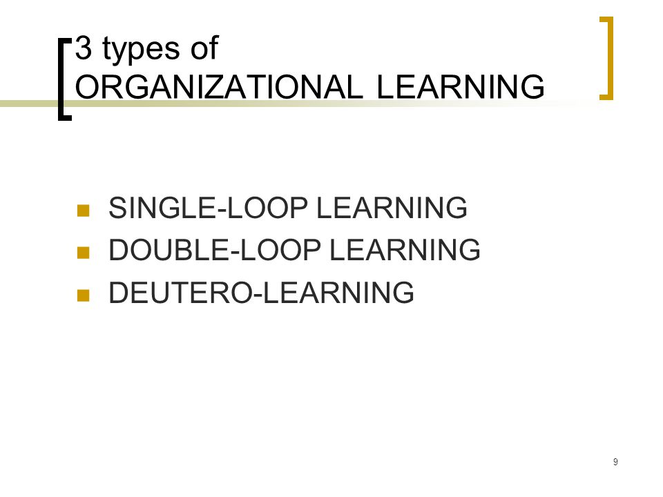 Example organisation loop single learning What is