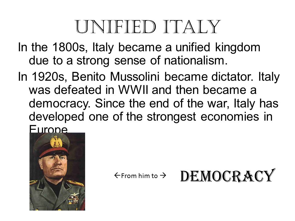 Unified Italy DEMOCRACY