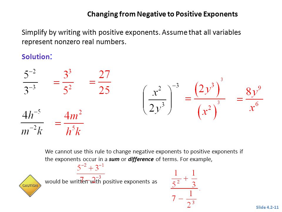 Changing from Negative to Positive Exponents