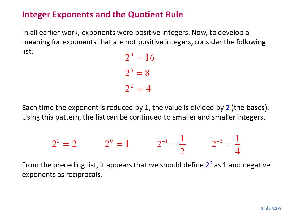 Integer Exponents and the Quotient Rule