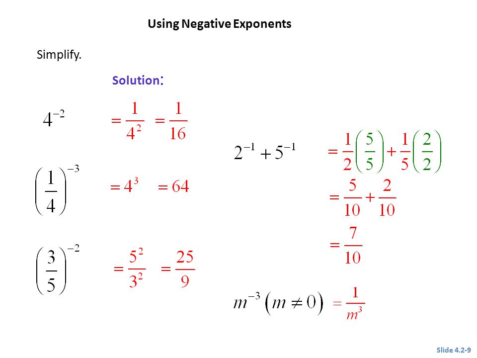 Using Negative Exponents