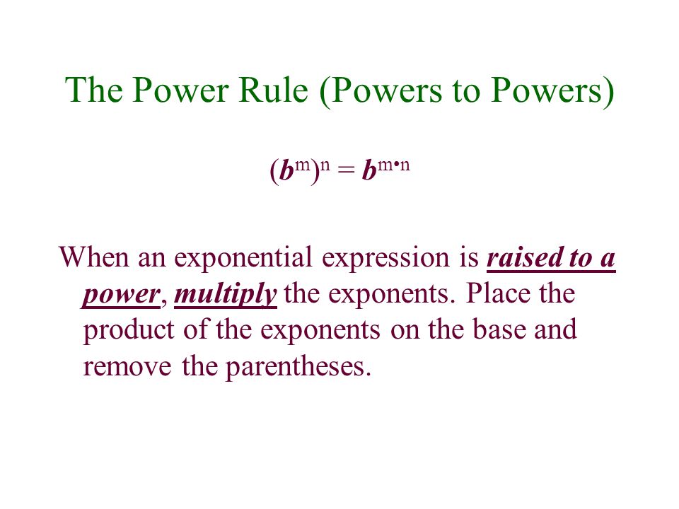 The Power Rule (Powers to Powers)