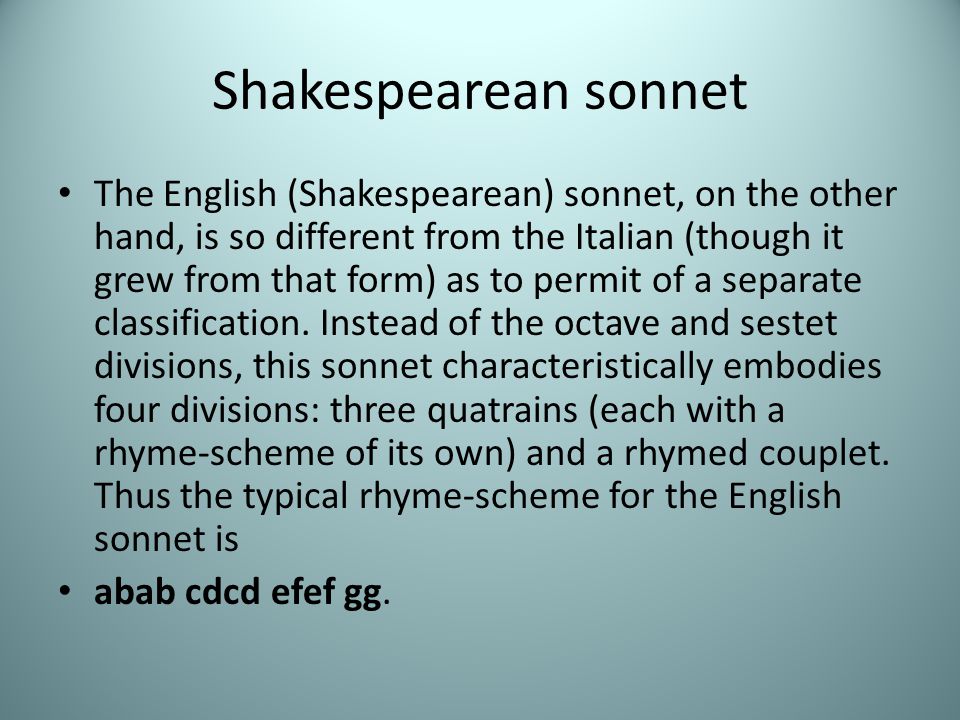 Shakespearean sonnet