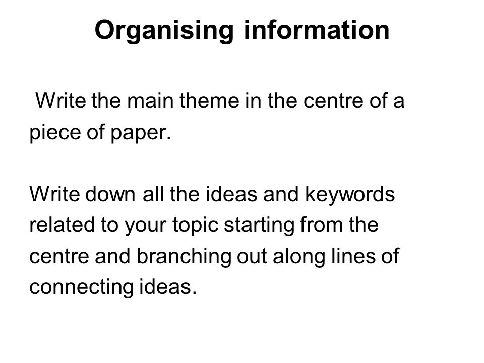 Organising information