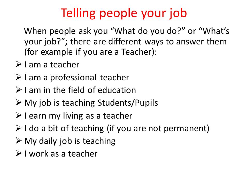 Telling people your job