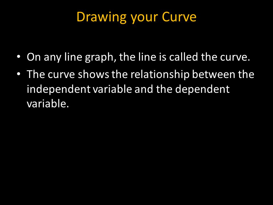 Drawing your Curve On any line graph, the line is called the curve.