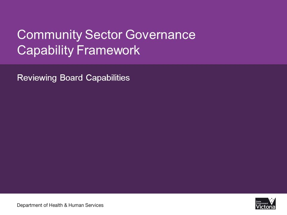 Community Sector Governance Capability Framework