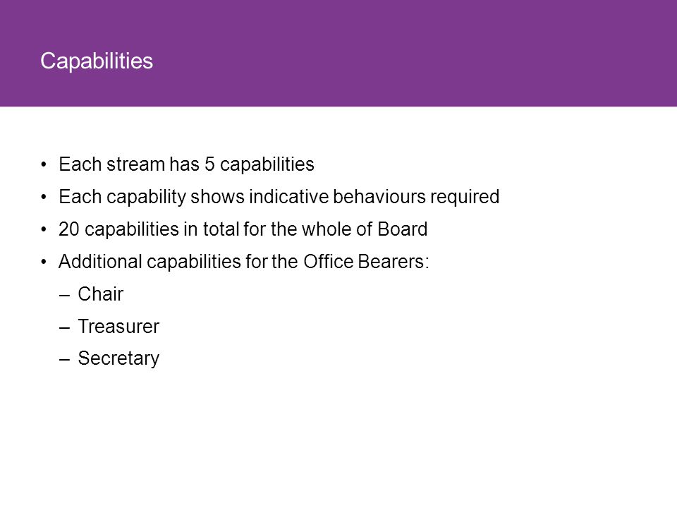 Capabilities Each stream has 5 capabilities