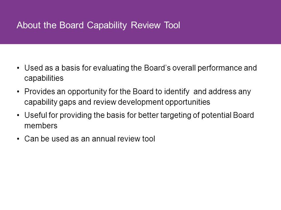 About the Board Capability Review Tool