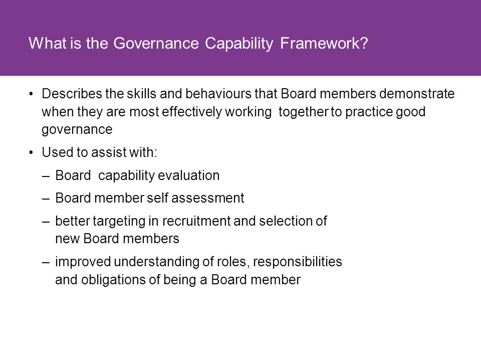 What is the Governance Capability Framework