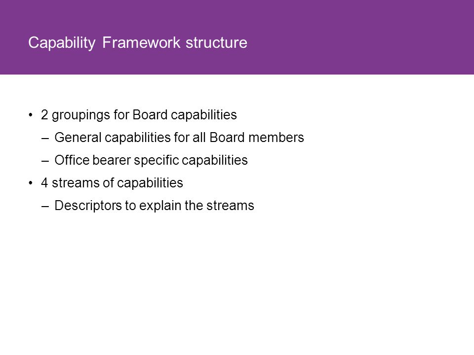 Capability Framework structure