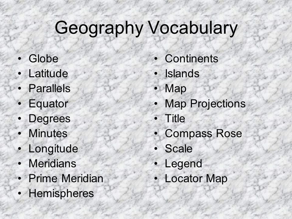 Geography Vocabulary Globe Latitude Parallels Equator Degrees Minutes