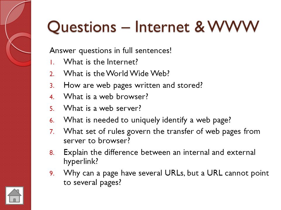 Questions – Internet & WWW