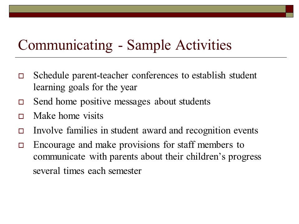 Communicating - Sample Activities
