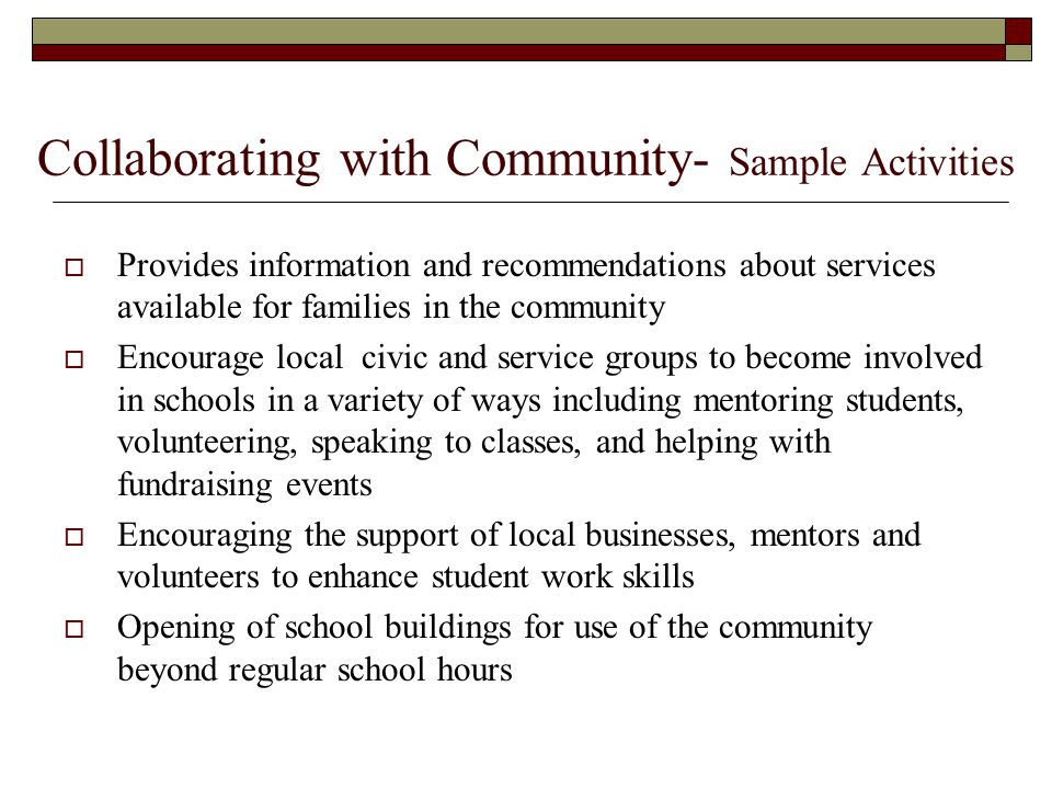 Collaborating with Community- Sample Activities