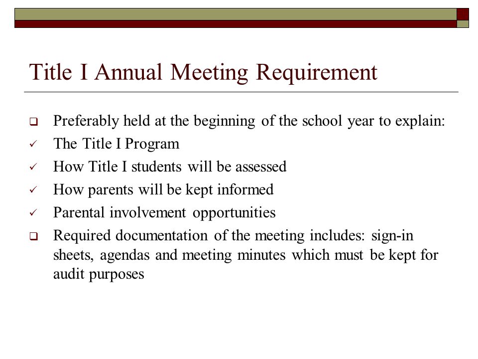 Title I Annual Meeting Requirement