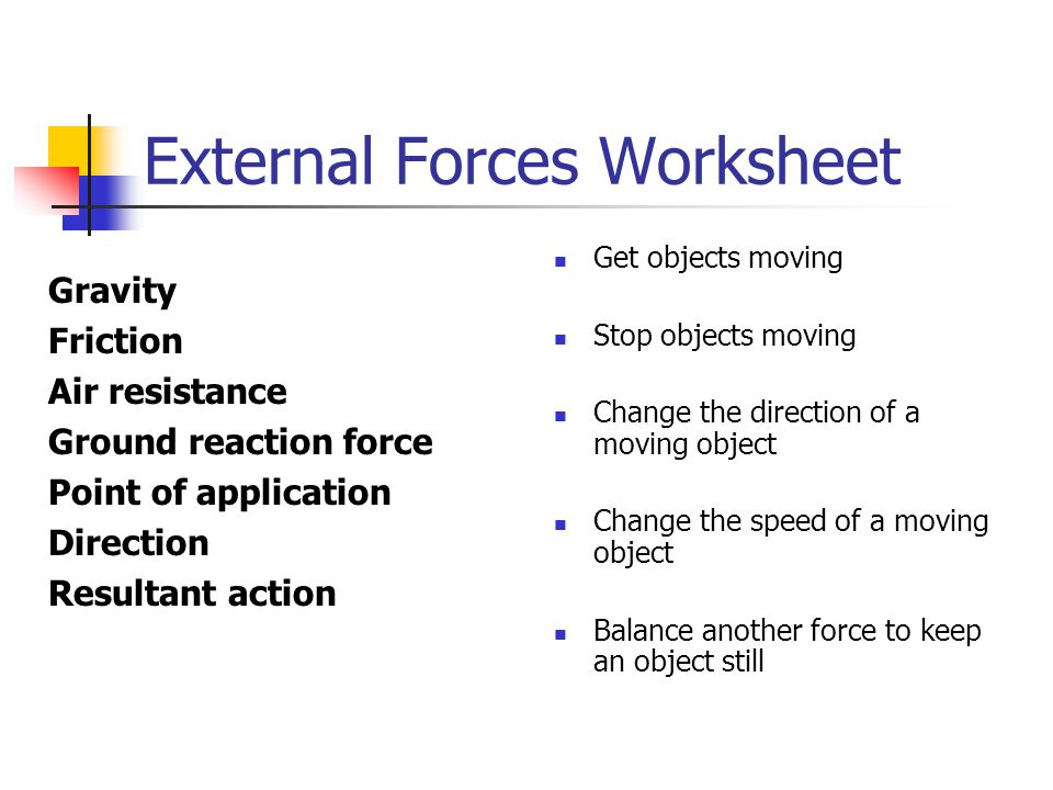 External Forces Worksheet