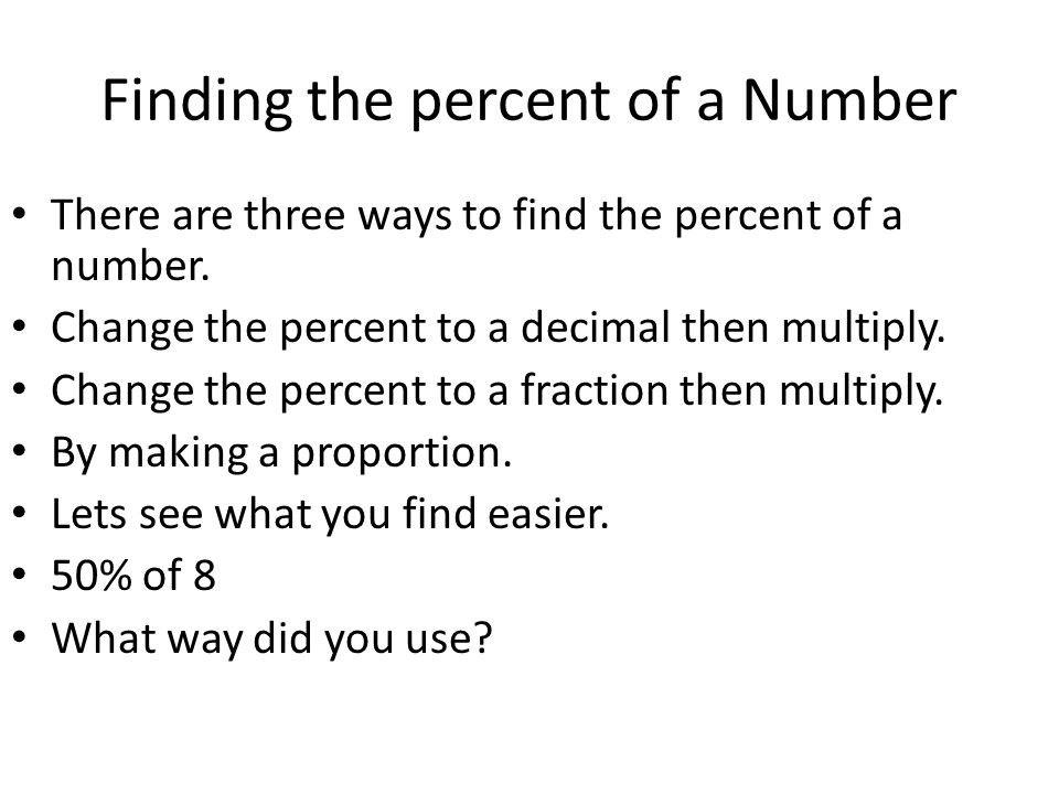 Finding the percent of a Number