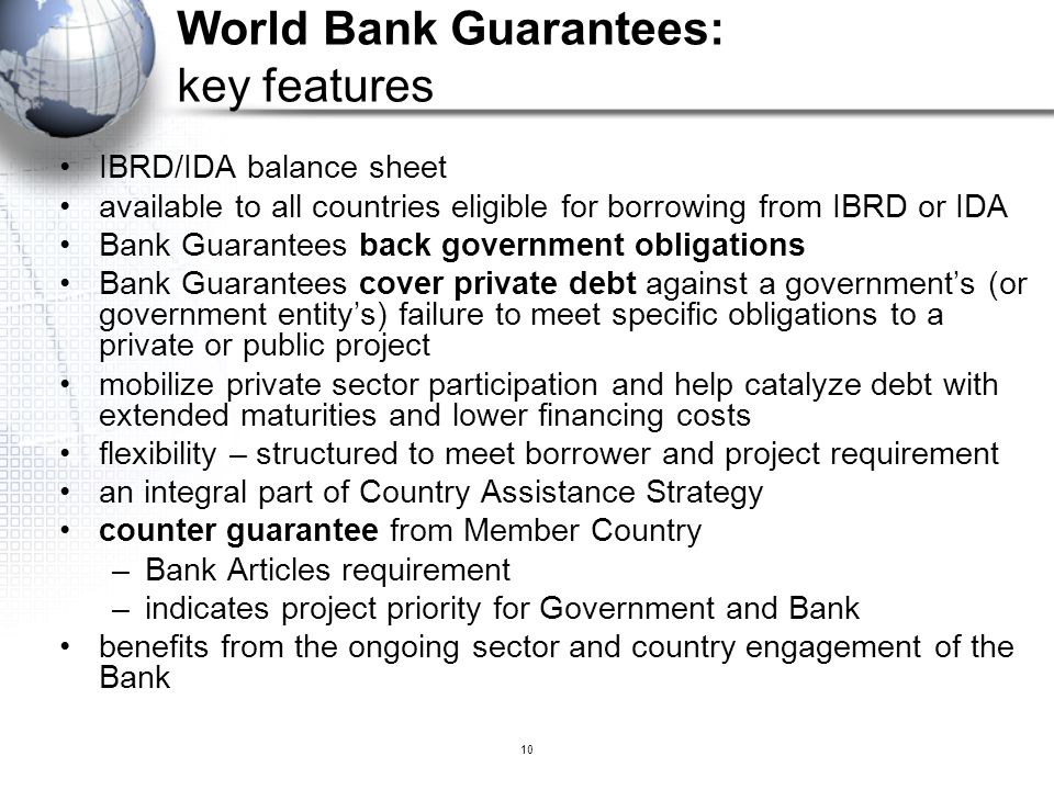 World Bank Guarantees: key features