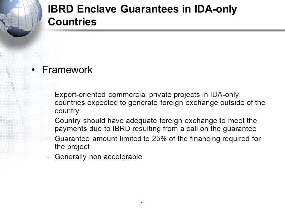 IBRD Enclave Guarantees in IDA-only Countries